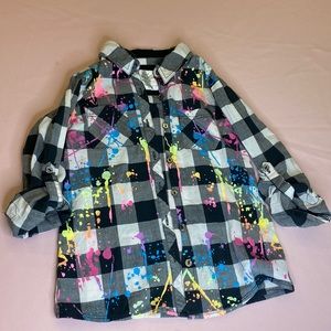 Justice Girls Paint Splatter Button Down Shirt